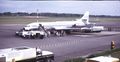 SAS airliner at Singapore International Airport, photographed February 1969 × July 1971.