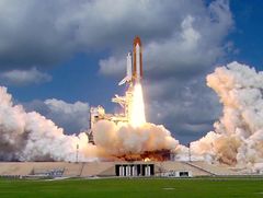 Space Shuttle Discovery launches