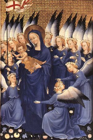 The Wilton Diptych (1395–1399) is an example of the use of ultramarine in 14th-century England