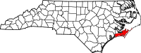 Map of North Carolina highlighting كارتيريت