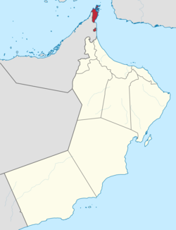 خريطة توضح موقع محافظة مسندم في سلطنة عمان.