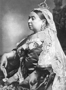Queen Victoria in characteristic regalia.