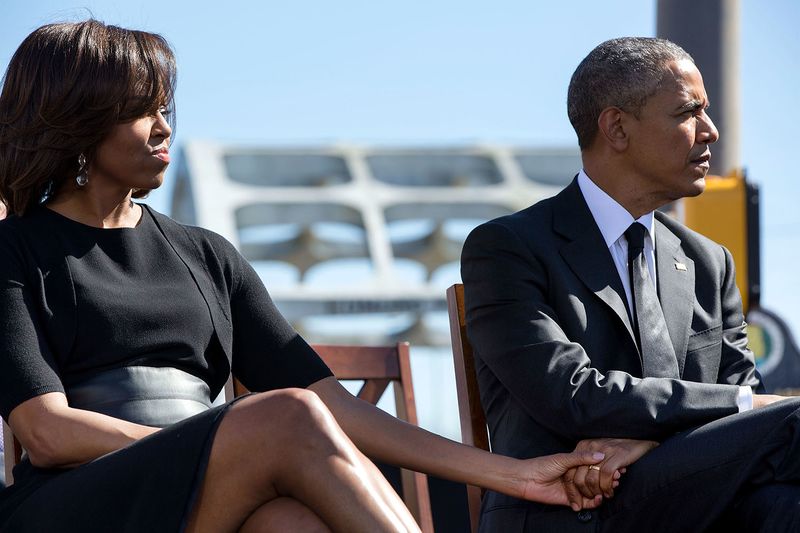 ملف:Barack and Michelle Obama holding hands at the event to commemorate the 50th Anniversary of Bloody Sunday and the Selma to Montgomery civil rights marches.jpg