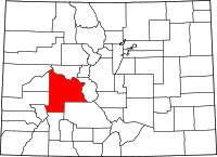 Map of Colorado highlighting غونيسون