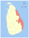 Map indicating the extent of Eastern Province within Sri Lanka