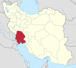 Location of Khuzestan Province in Iran