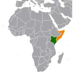 Map indicating locations of Somalia and Kenya