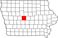 Map of Iowa highlighting بون