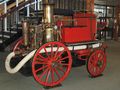 British horse-drawn fire engine with steam-powered water pump