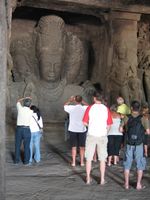 The Colossal trimurti at the Elephanta Caves