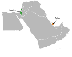 Map indicating locations of Israel and Qatar