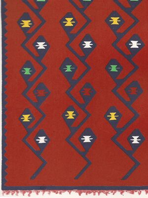 A shaggy carpet with hook designs from Korçë