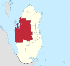 خريطة قطر موضح عليها موقع بلدية الشحانية.