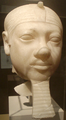 Fragmentary alabaster statue head of Menkaura at the Boston Museum of Fine Arts.