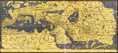 كتاب نزهة المشتاق في اختراق الآفاق، ألفه الإدريسي للملك روجر الثاني من صقلية، عام 1154، ويعتبر من أكثر خرائط العالم القديم تقدماً.