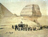 واحدة من أشهر الصور القديمة التي تربط بين الشرقين هي صورة وفد من الساموراي يمثل تمثال أبو الهول في مصر عام 1864 أثناء عودتهم من فرنسا.