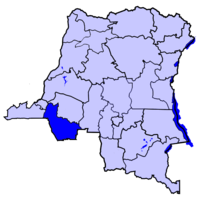 خريطة جمهورية الكونغو الديمقراطية موضحا عليها كوانگو