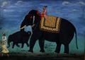 فيل وصغيره من اسطبلات الحاكم المغولي، القرن 17.