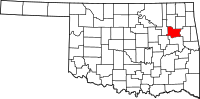 Map of Oklahoma highlighting واغونر