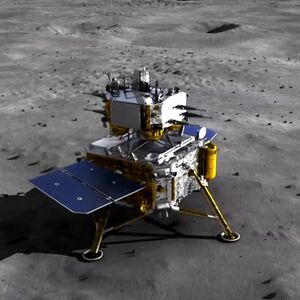 Rendering of Chang'e 4 lander and ascender on lunar surface.