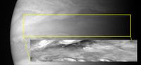 An MVIC image of Jupiter's equatorial atmosphere, showing Buoyancy waves that travel at 100m/s faster than surrounding clouds.