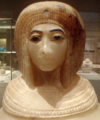 Canopic jar depicting an Amarna-era Queen, usually identified as being Queen Kiya, on display at the Metropolitan Museum of Art, New York City