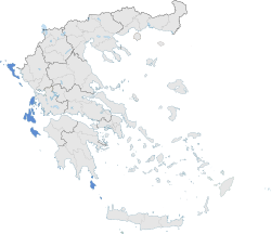 موقع الجزر اليونانية Ionian Islands