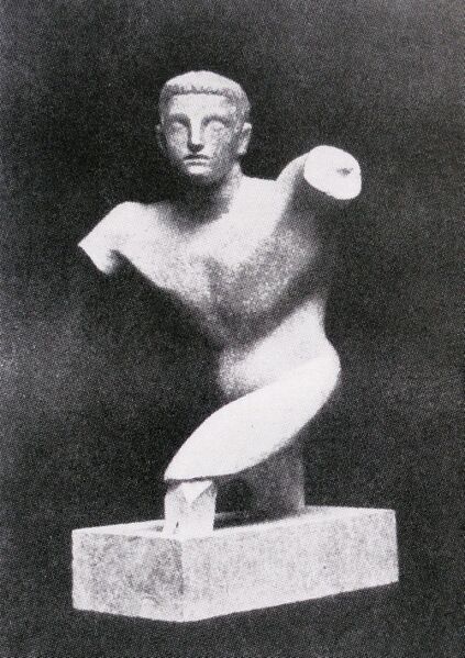 ملف:Raymond Duchamp-Villon, 1910, Torse de jeune homme (Torso of a young man), terracotta, Armory Show postcard, published 1913.jpg