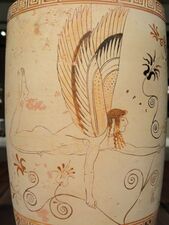 Young adult Eros, winged and flying