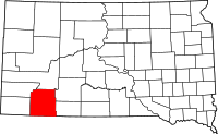 Map of South Dakota highlighting شانون