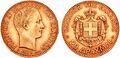 Gold ₯20 coin depicting king Georgios I, 1876