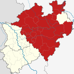 Westphalia in the state of North Rhine-Westphalia borders on the Northern Rhineland in the west and Lippe in the northeast.