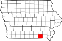 Map of Iowa highlighting ديفيس