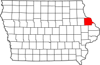 Map of Iowa highlighting دوبوك