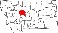 Map of Montana highlighting كاسكيد