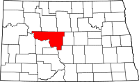 Map of North Dakota highlighting ماكلين
