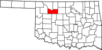 Map of Oklahoma highlighting ميجر