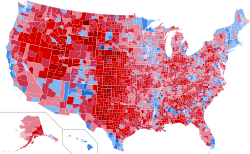 Results by county, shaded according to winning candidate's percentage of the vote.[ت]