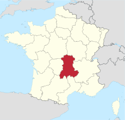 Location of Auvergne in France
