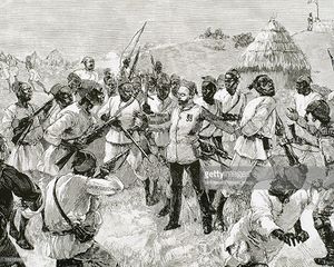 Sudanese soldiers turned against M Jephson and Emin Pasha in Dufile 1888-11-28.jpg
