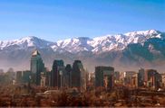 Santiago de Chile on the western slopes of a snowcapped Andes