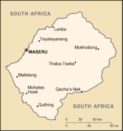 خريطة لسوتو وعليها موقع ماسـِرو.