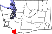 Map of Washington highlighting كلارك