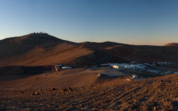 The ESO Residencia (center left) and basecamp at Paranal