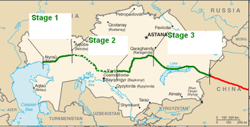 المراحل الثلاث لخط أنابيب قزخستان-الصين