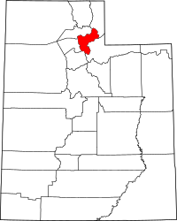 Map of Utah highlighting مورغان