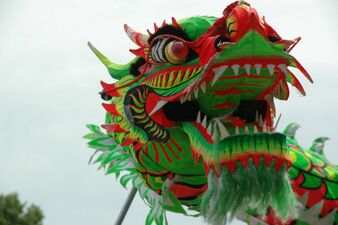 A Chinese dragon dance