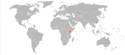 Map indicating locations of Israel and Kenya