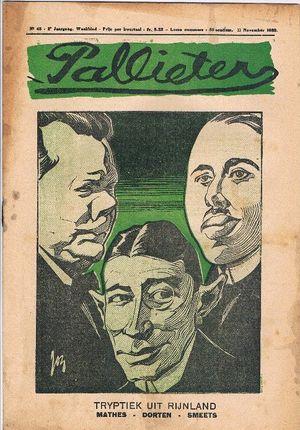 Weekblad Pallieter - voorpagina 1923 45 tryptiek uit rijnland mathes dorten smeets.jpg