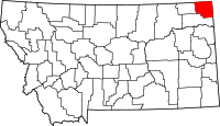 Map of Montana highlighting شيريدان